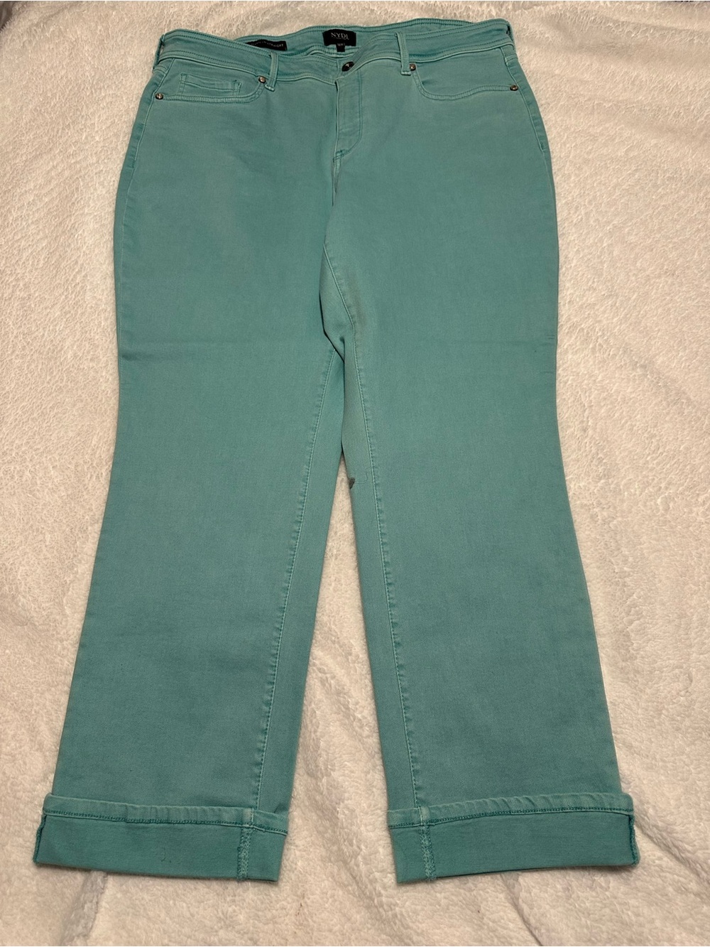 NYDJ Teal Cropped Straight Jeans